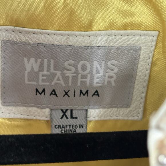 Vintage Wilson's Women’s Leather Jacket Cafe Distressed Aqua Blue USA Sz XL Rare - Picture 9 of 10